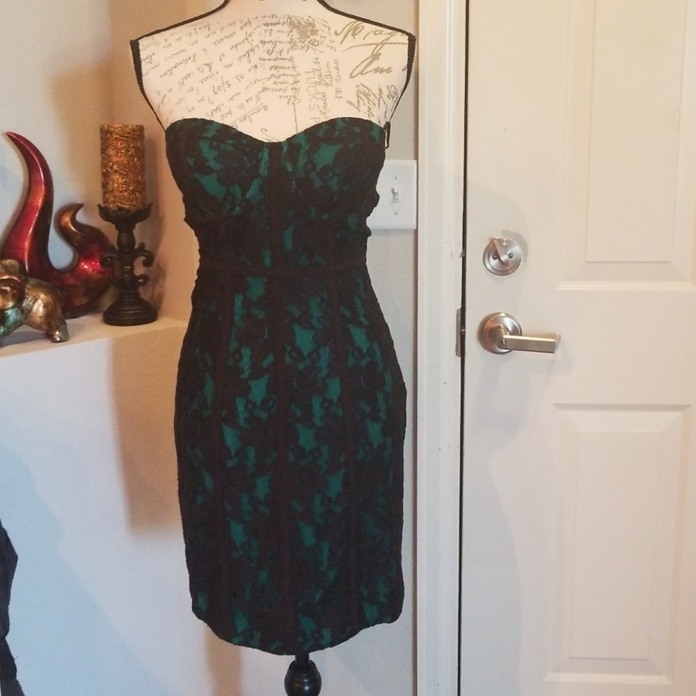 Guess green and black lace dress
